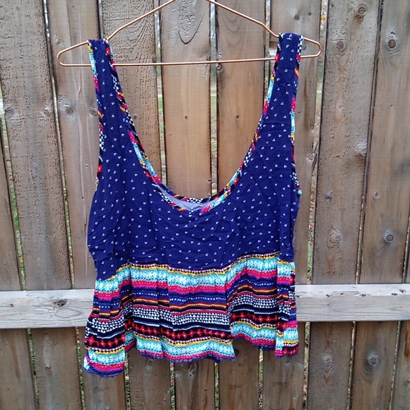 Empyre Boho Aztec Multi Color Flowy Tank Crop Top - Picture 9 of 11